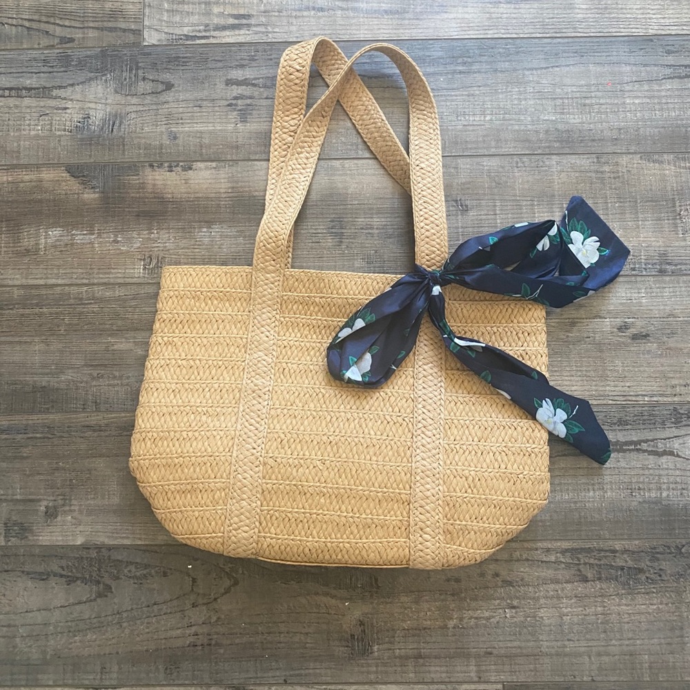 Draper James Straw bag with floral scarf